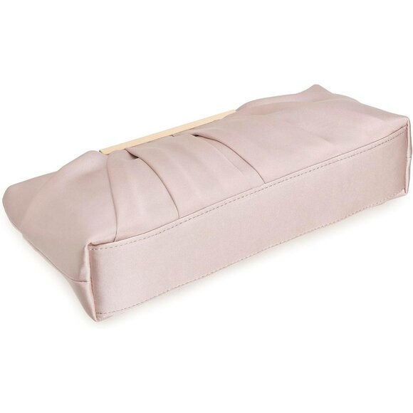 ⚡ Women\'s Elegant Evening Pleated Satin Simple Classy Blush Pink Clutch Bag